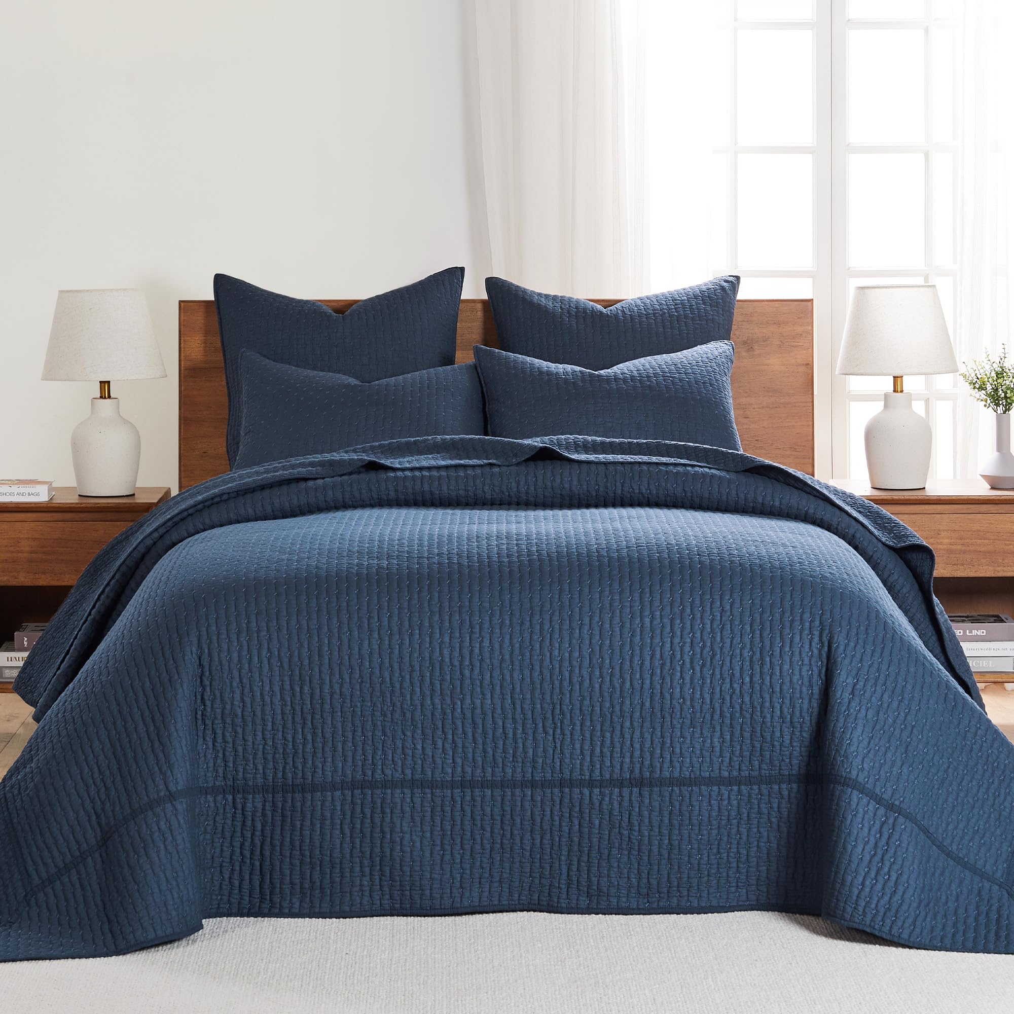 Amazon.com: Levtex Home Cross Stitch Reversible King Bedspread Set